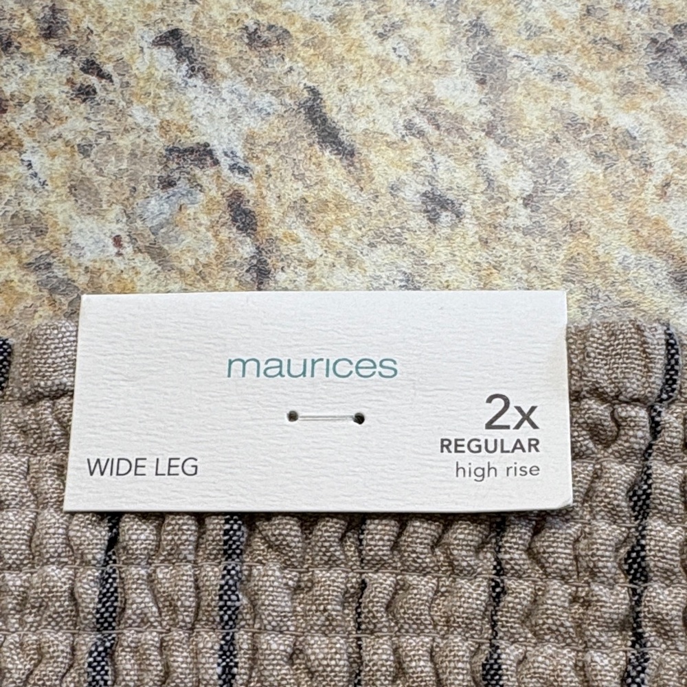 Maurices Tan and black Striped Wide Leg Pants, linen blend - Picture 3 of 7